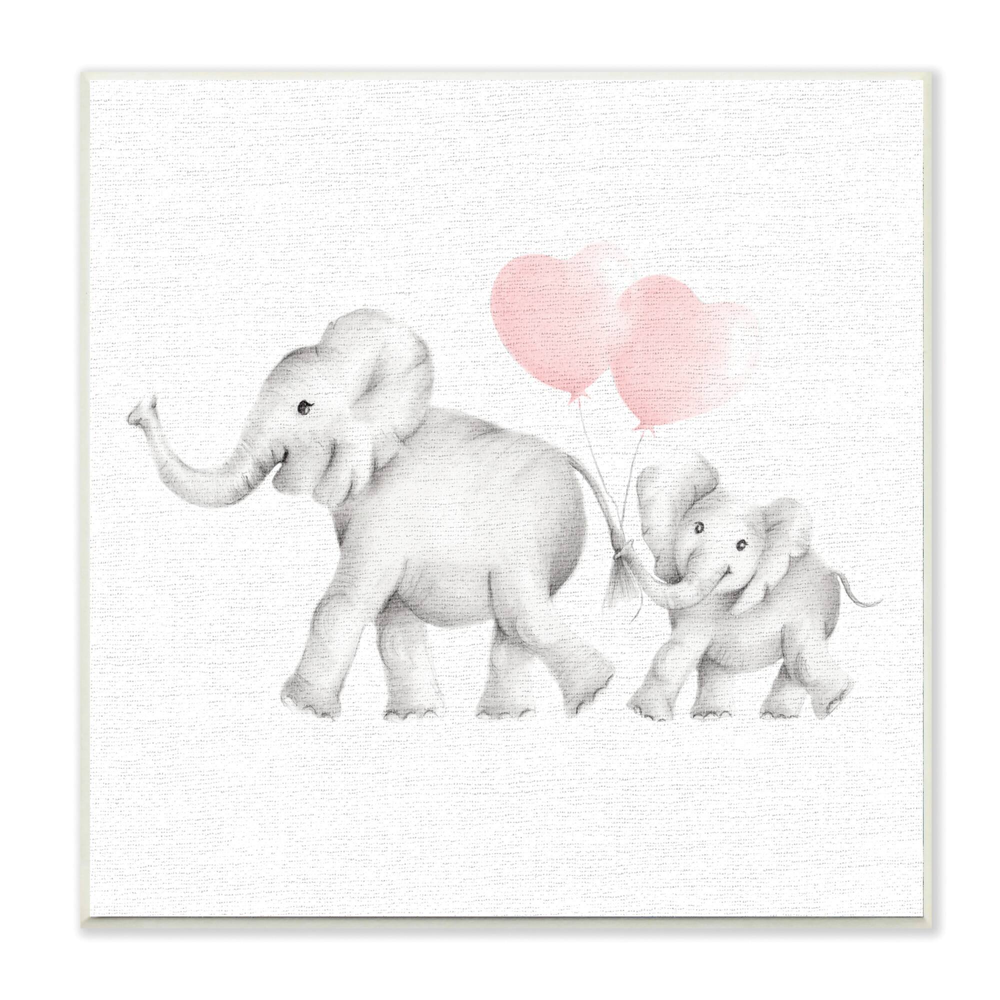Stupell Industries Elephant Family Balloon Linen Look